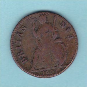 1673 Farthing,  No reverse stop, bold gFine Reverse