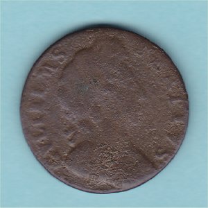 1697 Farthing, William III,  GVLIELMS, Fair