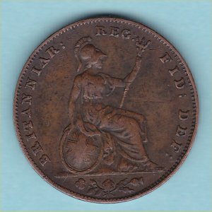 1854 Farthing, Victoria, RARE date, VF Reverse