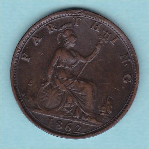 1862 Farthing, Victoria, VF Reverse