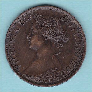 1864 Farthing, Victoria, with serif, VF