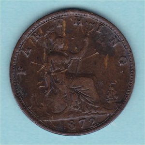 1872 Farthing, Victoria, Free Reverse