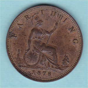 1878 Farthing, Victoria, gVF Reverse