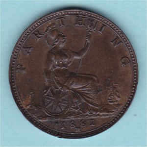 1881H Farthing, Victoria, gVF+ Reverse