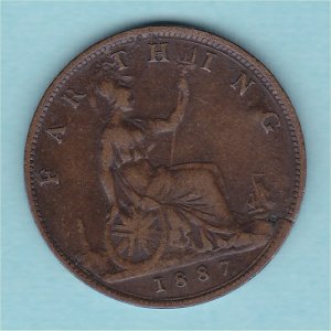 1887 Farthing, Victoria, VF Reverse