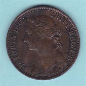 1892 Farthing, Victoria, Rare, VF