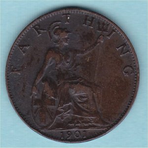 1901 Farthing, Victoria, VF Reverse