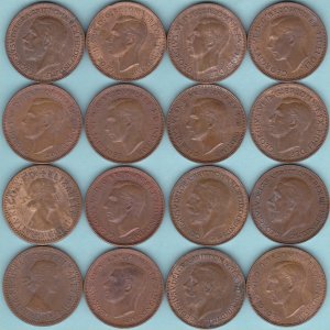 Selected Farthing Group, sixteen coins around EF.