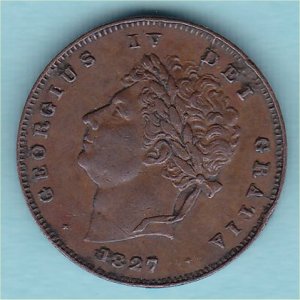 1827 (b) Third Farthing, George IV, VF