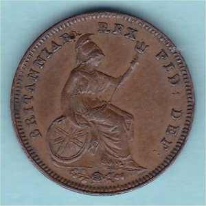 1827 Third Farthing, George IV, EF Reverse