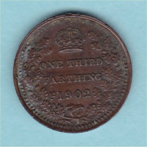 1902 Third Farthing, Edward VII, VF Reverse