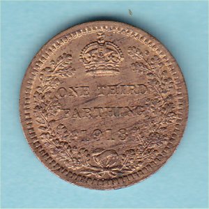 1913 Third Farthing, George V, gEF Reverse