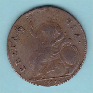 1673 HalfPenny B over C,  unrecorded, gFine Reverse