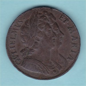 1694 HalfPenny, RARE variety, gVF