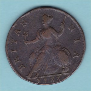 1733 HalfPenny, aFine Reverse