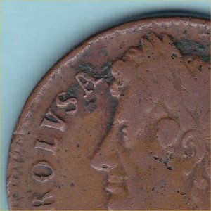 1675 HalfPenny, No Stops, Rare gFine Detail