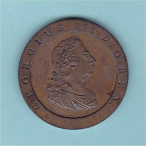 1797 Cartwheel Pattern HalfPenny, George III, Unc