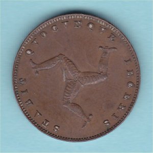 1839 Isle of Man Farthing, VF++ Reverse