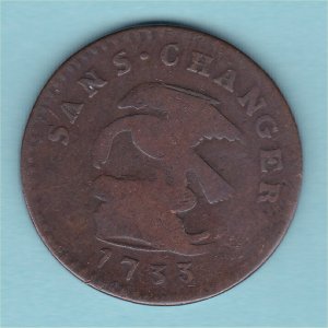 1733 Isle of Man Penny, Fine Reverse