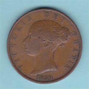 1839 Isle of Man Half Penny, gF