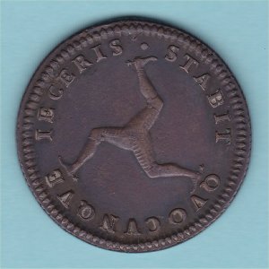 1786 Isle of Man Penny, gF Reverse