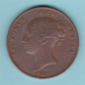 1839 Isle of Man Penny, gF