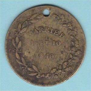 1840 Wedding Commemorative Medal Reverse