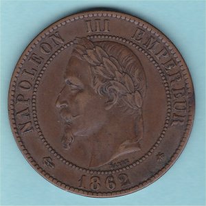 France 1862 Ten Centimes, VF