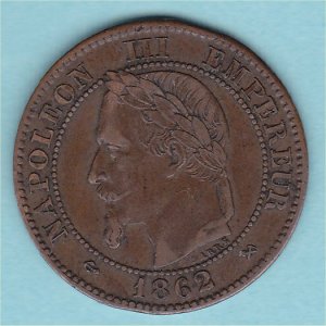 France 1862 Two Centimes, VF