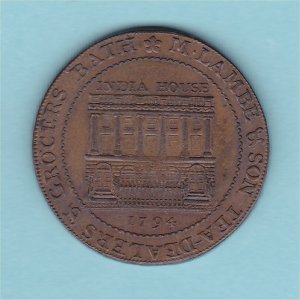 1794 HalfPenny Token, Bath, Unc Reverse