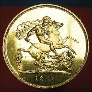 1887 Five Pounds, Victoria, EF Reverse