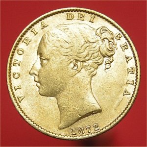 1872 Sovereign, Victoria die no 74, aVF/aEF