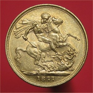 1877M Sovereign, Victoria, VF Reverse