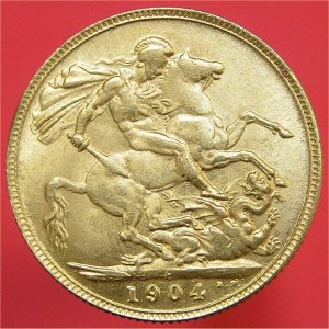 1904P Sovereign, Edward VII, VF Reverse