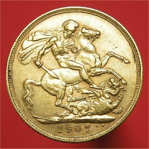 1907M Sovereign, Edward VII, VF+ Reverse