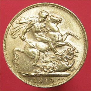 1910 Sovereign, Edward VII, Fine Reverse