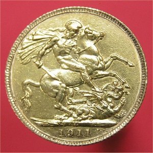 1911C Sovereign, George V, VF Reverse