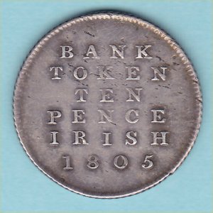 1805 10 pence Bank Token, George III, VF Reverse