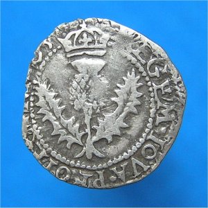 1603 Scottish Eighth Thistle Merk, RARE date, James VI, VF Reverse