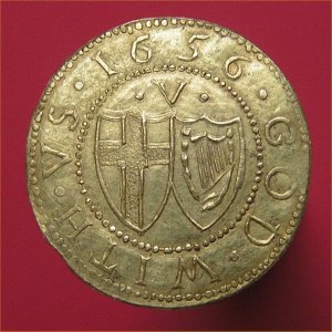 1656 Crown , Commonwealth aUnc Reverse