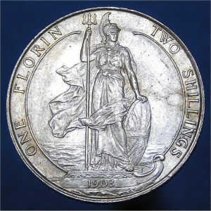 1903 Florin, Edward VII gEF Reverse