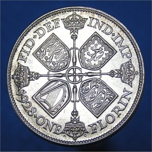 1928 Florin, George V EF Reverse