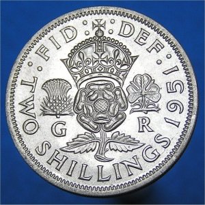 1951 Florin, George VI EF/aUnc Reverse