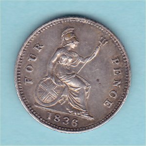 1836 Groat, William IV, VF+ Reverse