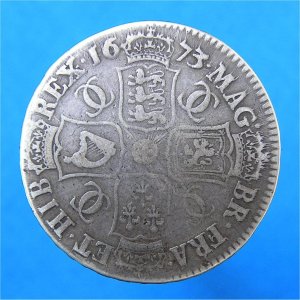 1673 HalfCrown, Charles II Fine Reverse