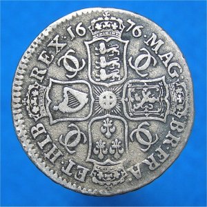 1676 HalfCrown, Charles II Fine Reverse