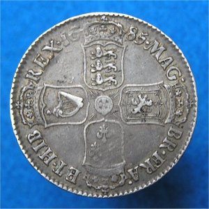 1685 HalfCrown, James II First bust, aEF Reverse