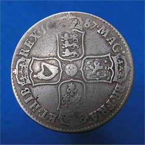 1687 HalfCrown, James II R2 second bust, Fine Reverse