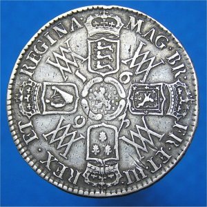 1693 HalfCrown, William and Mary VF Reverse