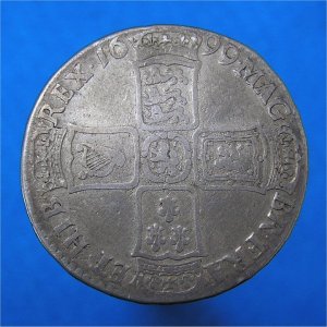 1699 HalfCrown, William III aF Reverse